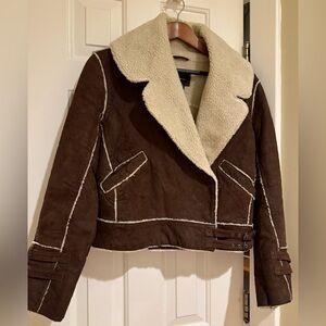 Moda International Brown and Cream Shearling Jacket